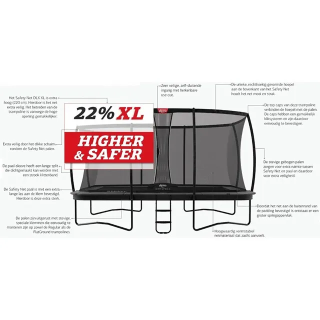 BERG TRAMPOLINE ULTIM CHAMPION REGULAR GROEN  410 X 250 CM SAFETY NET DLX XL