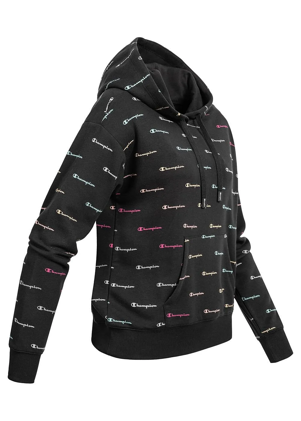 Champion Dames Hoodie met voorzak en all over print zwart