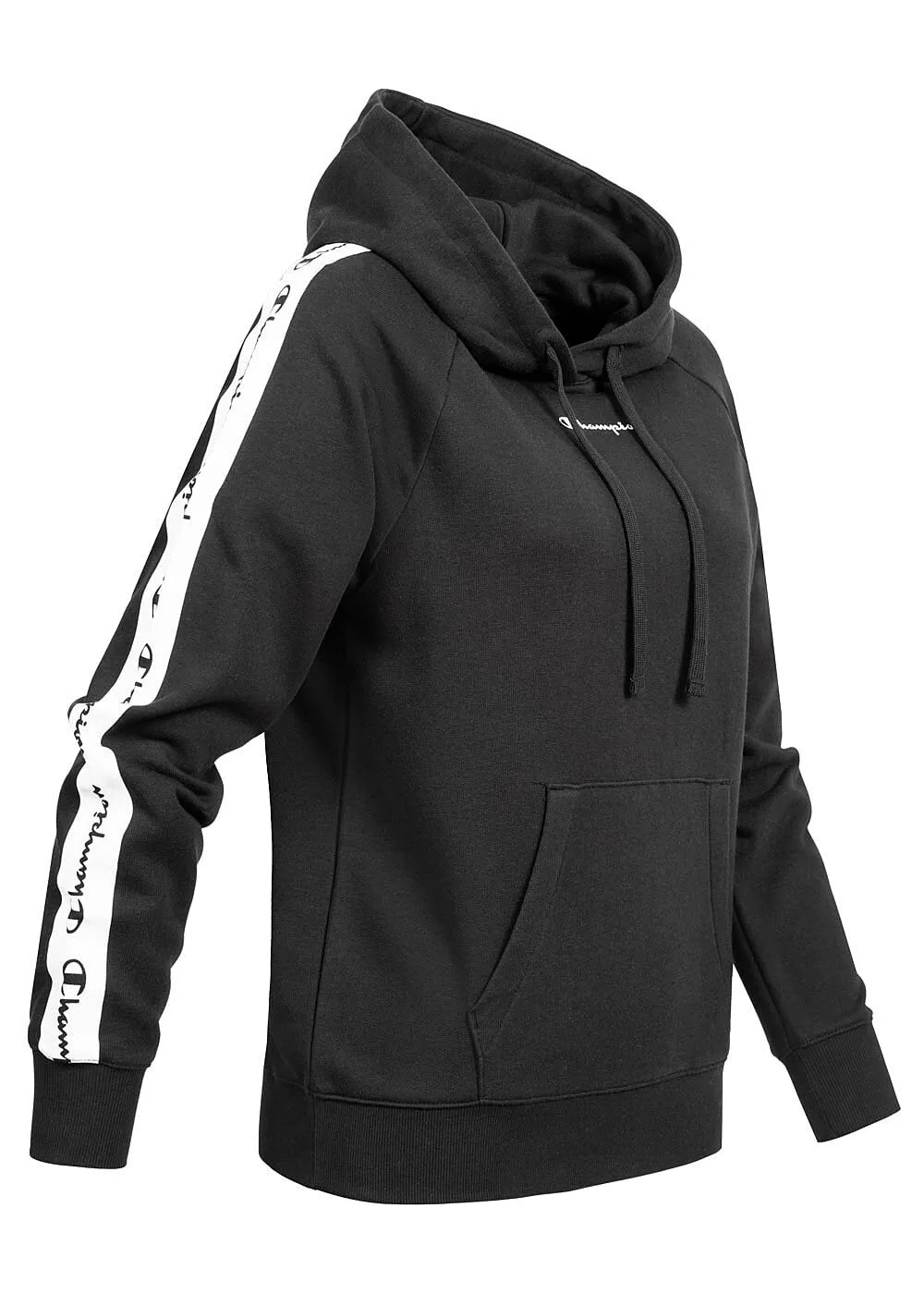 Champion Dames Hoodie met voorzak en logo op de zijkant zwart