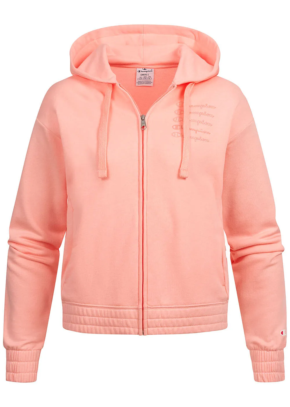CHAMPION DAMES SWEATERSET SWEATBROEK EN ZIPHOODIE MET LOGOOPDRUK ROZE