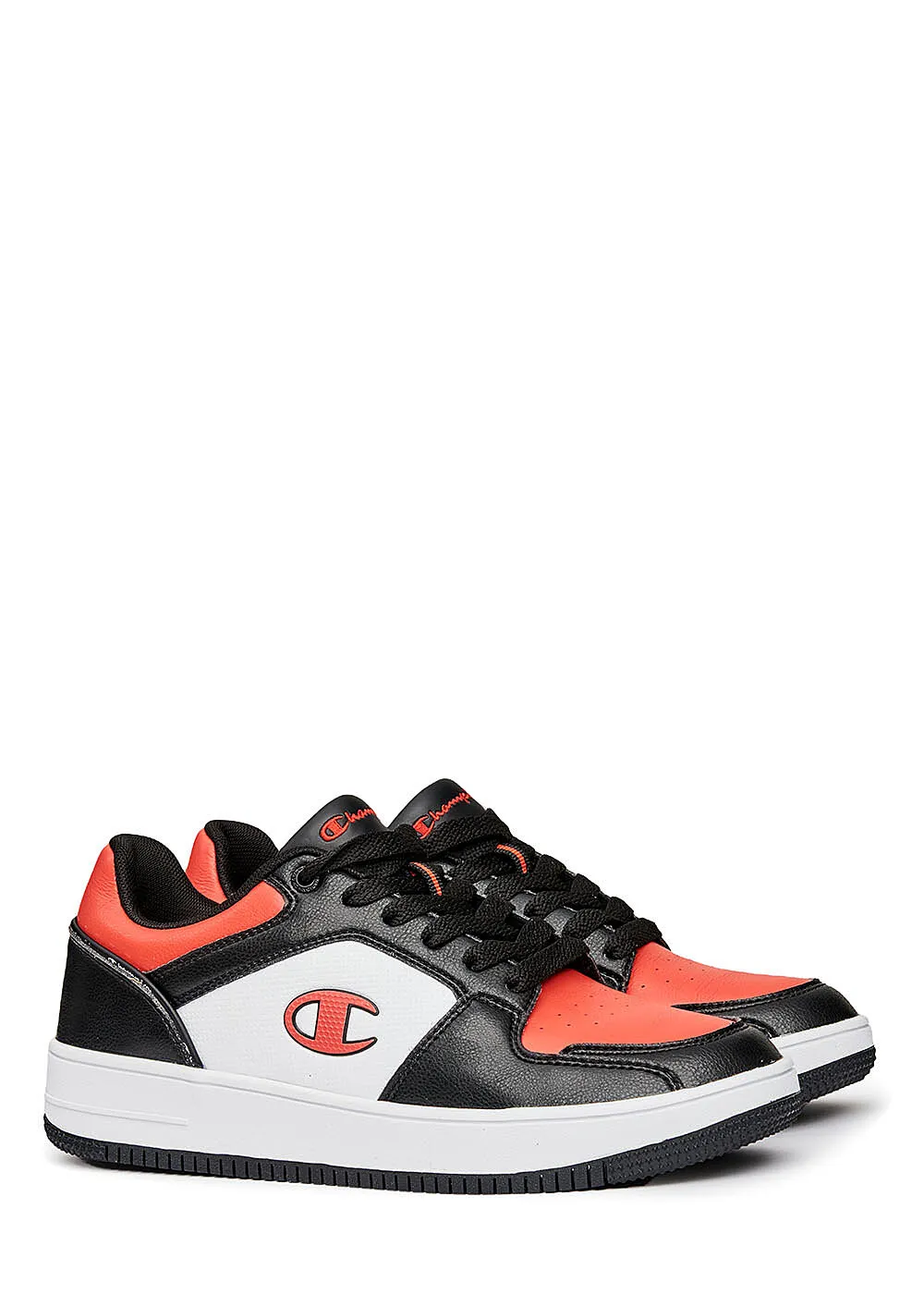 CHAMPION HEREN 2TONE SNEAKER VAN KUNSTLEER WIT ZWART ROOD