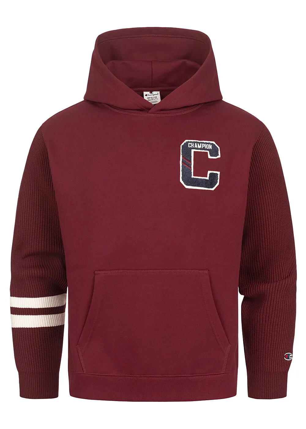 Champion Heren College Style Hoodie met kangoeroezak geruit donkerrood