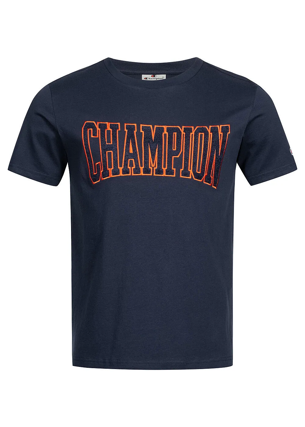 CHAMPION HEREN TSHIRT MET LOGOPATCH MARINEBLAUW ROOD