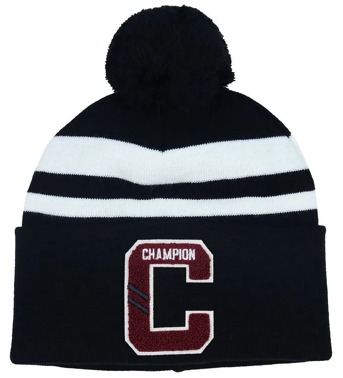 CHAMPION MUTS  GEBREID  TIENER  2LAG  ZWART/WIT M. POMPOM