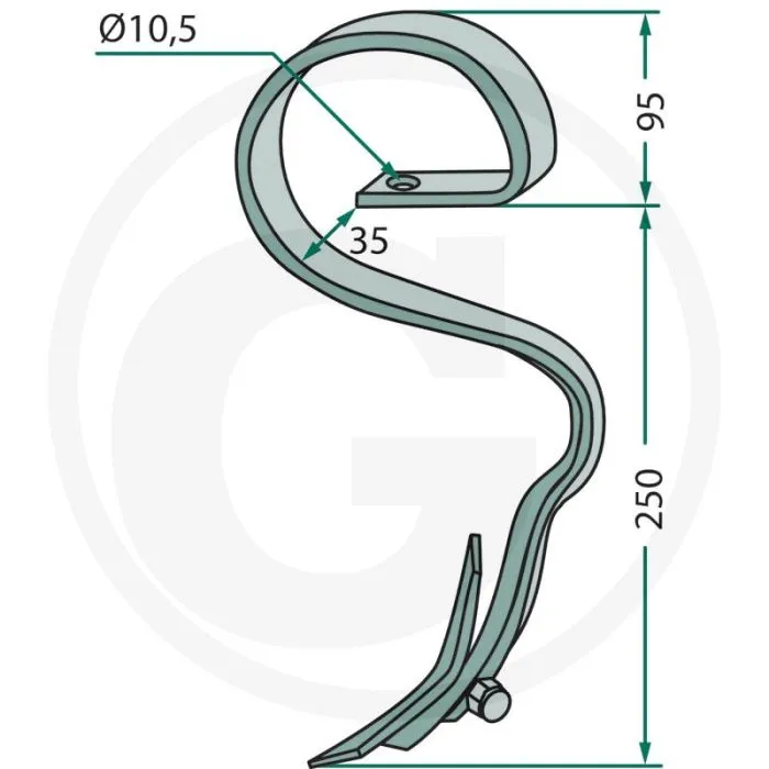 CULTIVATORTANDEN COMPLEET MET BEITEL  AFMETINGEN 25 X 8 MM