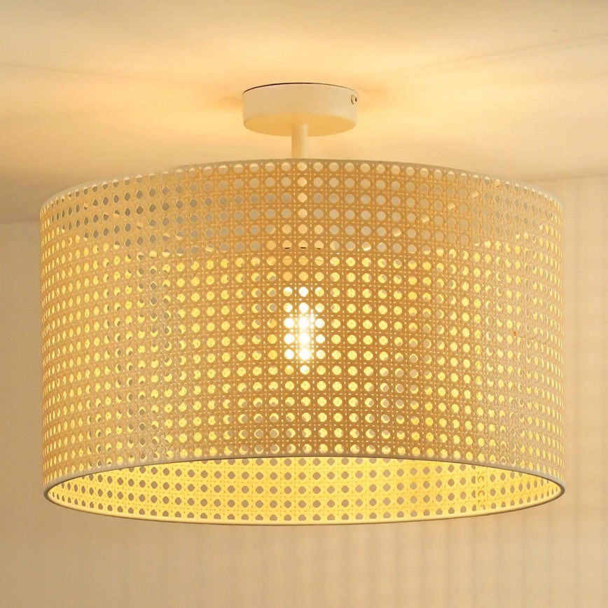 DUOLLA  BEVESTIGDE HANGLAMP ROLLER RATTAN 1XE27/15W/230V DIAMETER 45 CM BEIGE