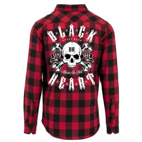 Herenoverhemd (houthakkersbloes) BLACK HEART - BULLET - ROOD
