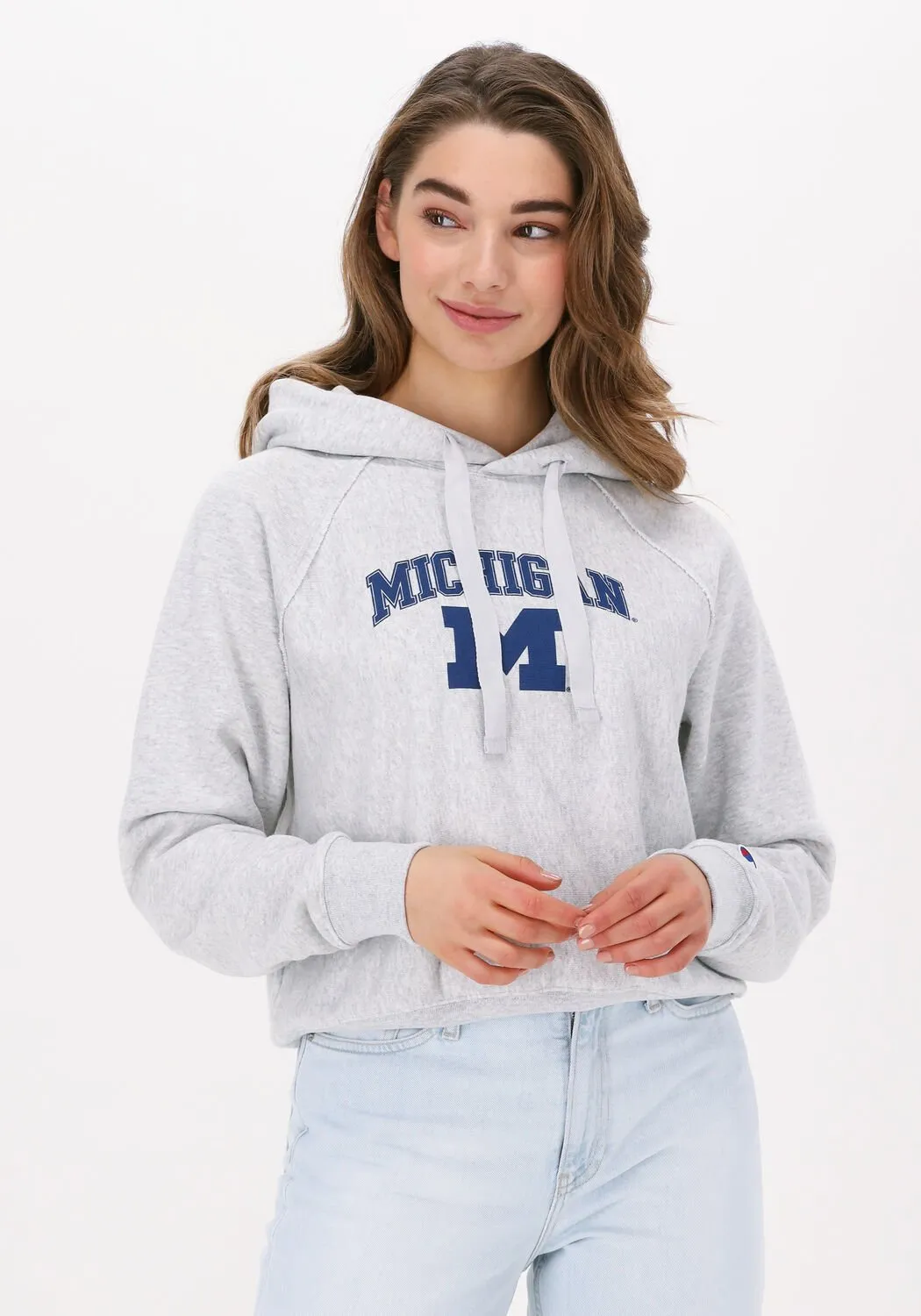 lichtgrijze champion trui hooded sweatshirt 115110