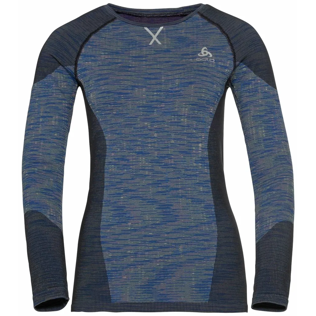 Ondershirt Odlo Women BL Top Crew Neck LS Blackcomb Blue Tattoo Space Dye