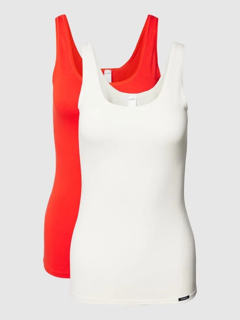 Skiny Tanktop met labeldetail in een set van 2 stuks in rood