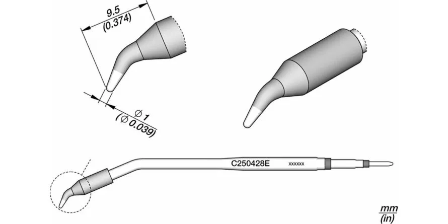 Soldeerstift conisch, gebogen, Ø 1, C250428E