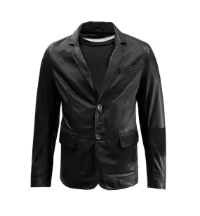 Zachte leren heren blazer zwart- Modelo
